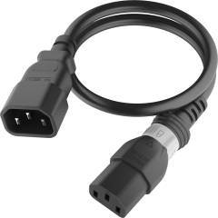 IEC320 C14 Plug to C13 Connector Universal S-Lock 0.9 Meters / 3 Feet 10A/250V 18/3 SVT Black - Universal Locking Power Cord